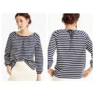 J. Crew Blue and White Tie Front Blouse